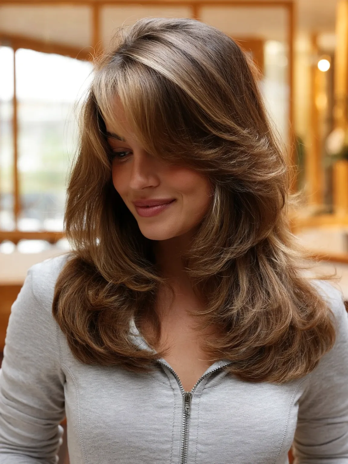 Long Feathered Layers with Warm Honey and Caramel Highlights